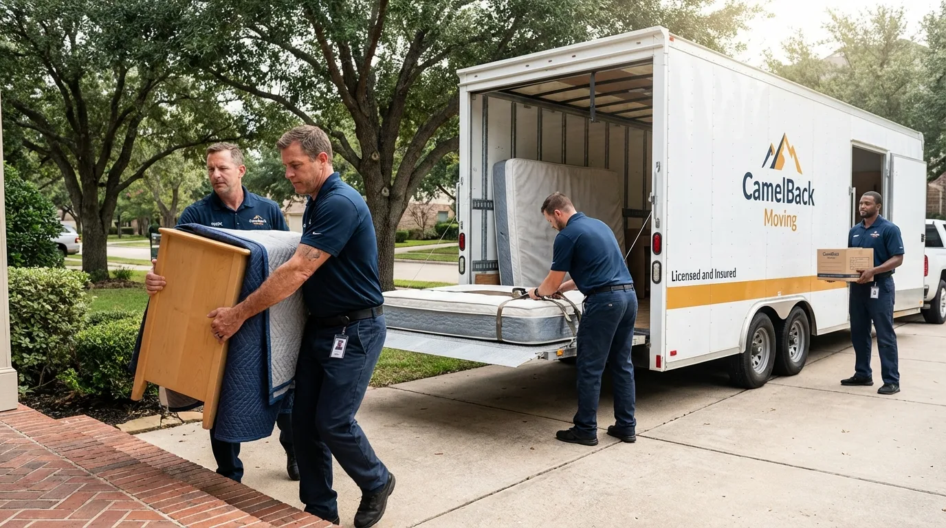 Crew loading residential truck for cross-state move from Munroe Falls, OH